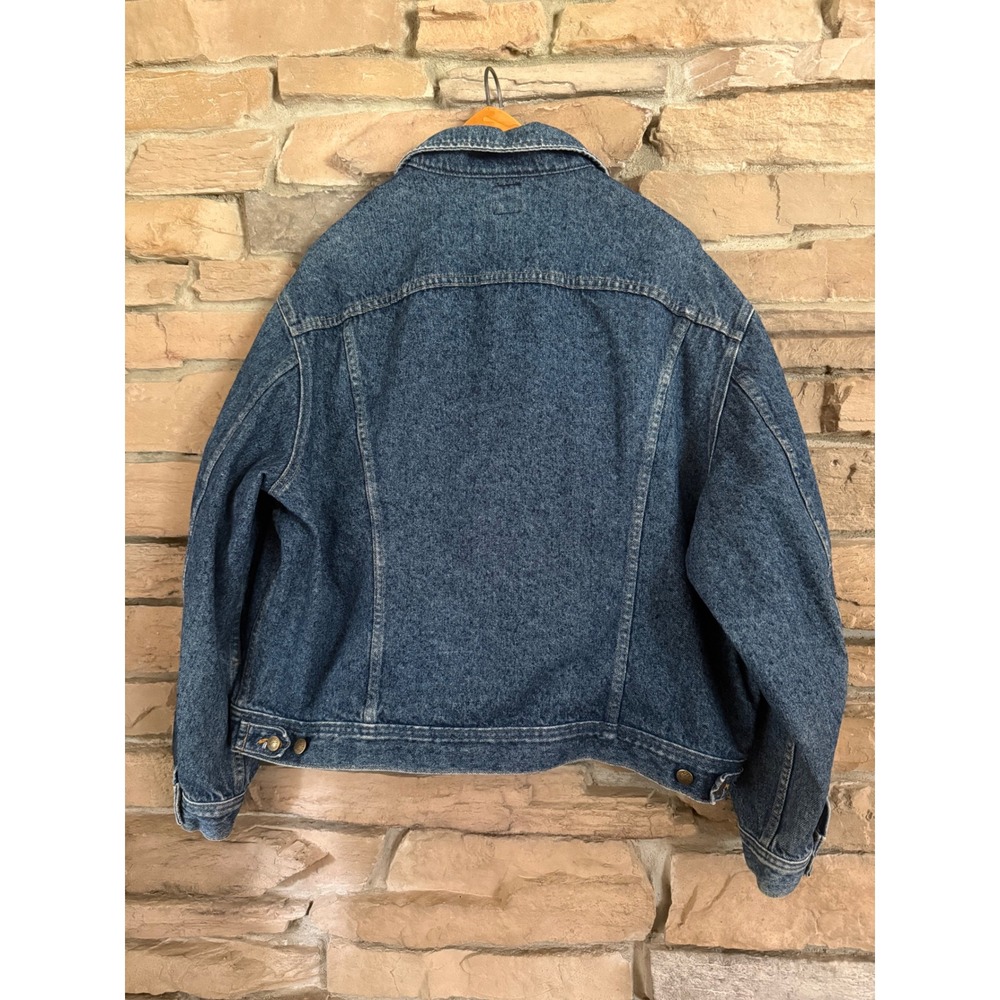 Lee Riders Vintage Denim Trucker Jacket Mens XL Medium Wash Blue USA Made FLAW - Picture 3 of 11